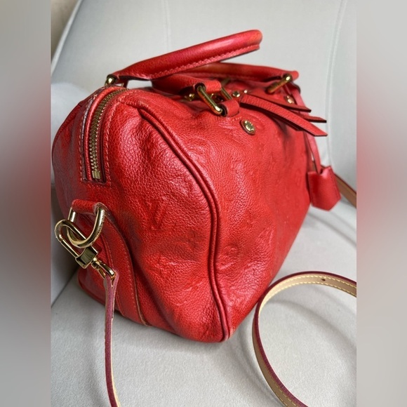 Louis Vuitton Empreinte Speedy Bandouliere 25 Purse Bag M40756 Red Monogram - Picture 3 of 12
